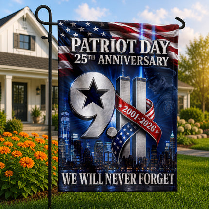 Patriot Day 25th Anniversary 2001 2026 Police Star Twin Towers Flag