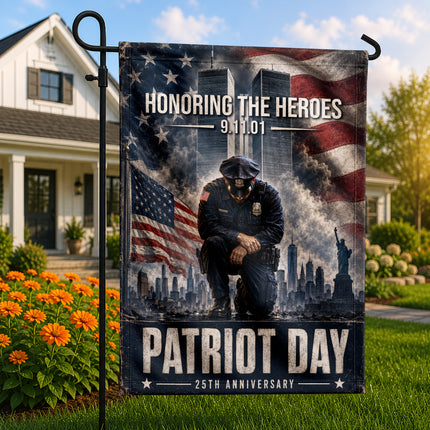 Patriot Day 25th Anniversary Kneeling Police Ground Zero Tribute Flag