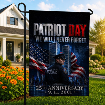25th Anniversary Patriot Day Night Watch Police Twin Towers Memorial Flag