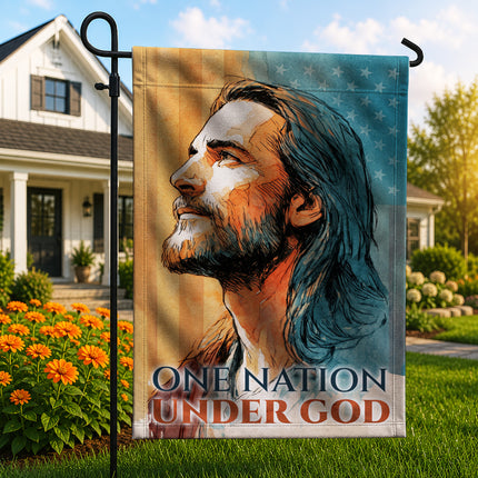 SP-01 Christian Art Flag One Nation Under God Prayer and Devotion