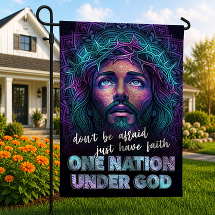 SP-01 God and Country One Nation Under God Jesus Garden Flag Faith-Based Events