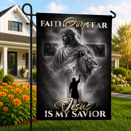 SP-01 Religious Yard Decor Flag Faith Over Fear Jesus Is My Savior Memorial Day