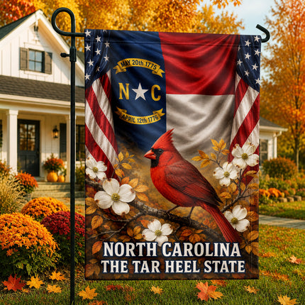 North Carolina Fall Cardinal Dogwood Tar Heel State Flag