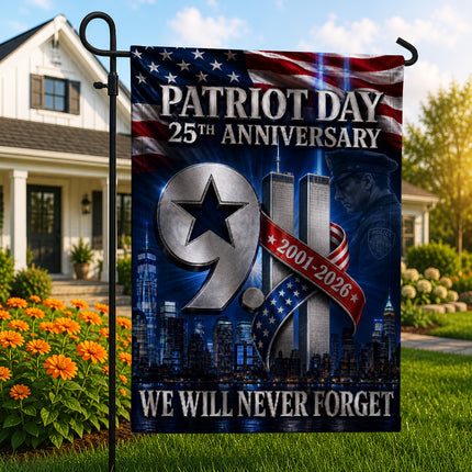Patriot Day 25th Anniversary 2001 2026 Police Star Twin Towers Flag