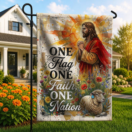 One Flag One Faith One Nation God Inspired Jesus Lamb Flag
