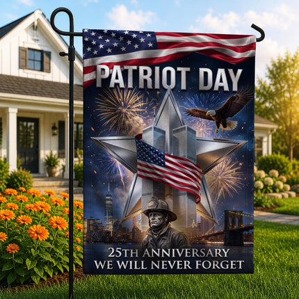 Firefighter Star Twin Towers Patriot Day 25th Anniversary Flag