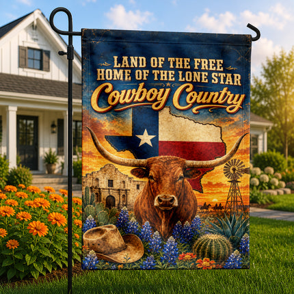 Texas Flag Cowboy Country Longhorn Lone Star Western Flag