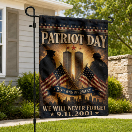 Patriot Day 25th Anniversary Crossed Flags Police Honor Guard Memorial Flag
