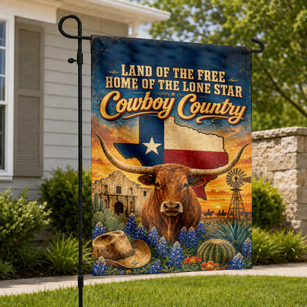 Texas Flag Cowboy Country Longhorn Lone Star Western Flag