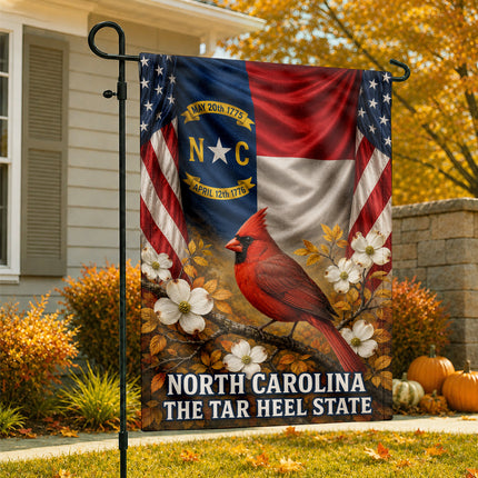 North Carolina Fall Cardinal Dogwood Tar Heel State Flag
