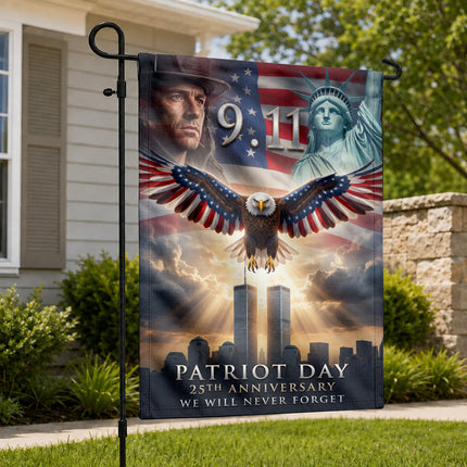 Patriot Day 25th Anniversary Liberty Eagle Firefighter 9 11 Memorial Flag