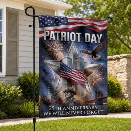 Firefighter Star Twin Towers Patriot Day 25th Anniversary Flag