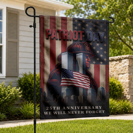 Patriot Day 25th Anniversary Firefighter Twin Towers Tribute Flag