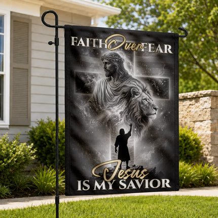 SP-01 Religious Yard Decor Flag Faith Over Fear Jesus Is My Savior Memorial Day
