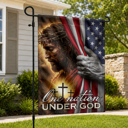 One Nation Under God Jesus American Flag Cross Flag