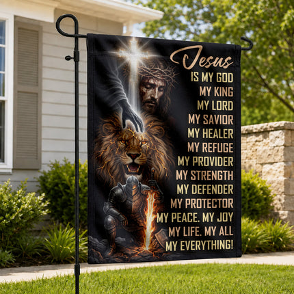 SP-01 Christian Warrior Flag Jesus Is My God Prayer & Spiritual Warfare Garden Flag