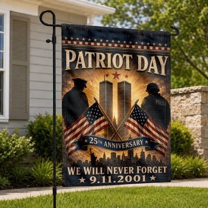 Patriot Day 25th Anniversary Crossed Flags Police Honor Guard Memorial Flag