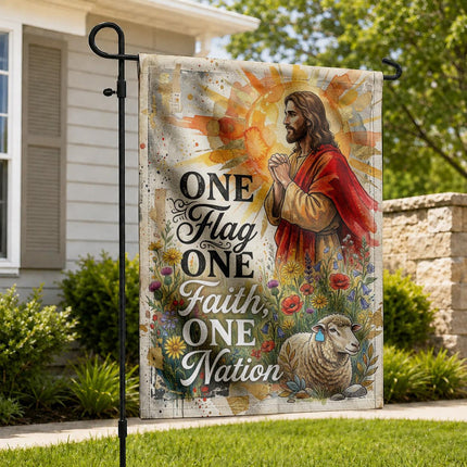 One Flag One Faith One Nation God Inspired Jesus Lamb Flag