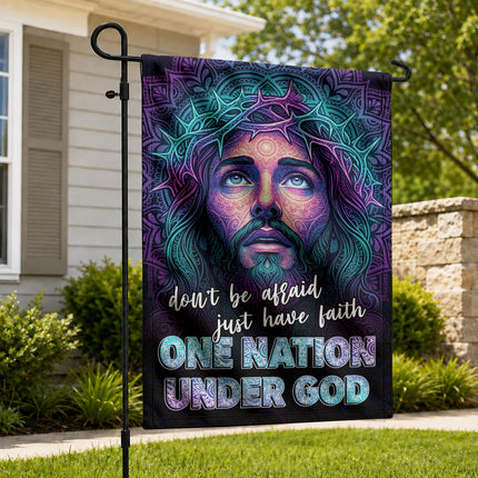 SP-01 God and Country One Nation Under God Jesus Garden Flag Faith-Based Events