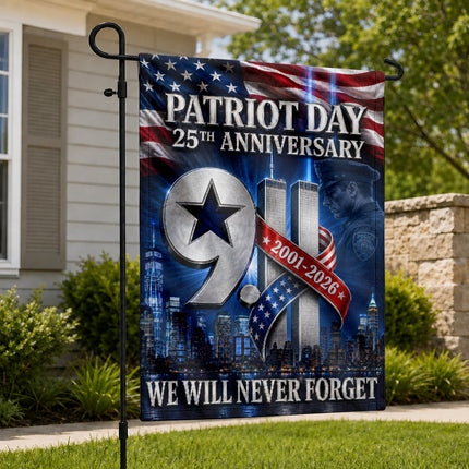 Patriot Day 25th Anniversary 2001 2026 Police Star Twin Towers Flag