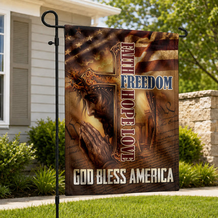 SP-01 Faith Freedom Hope Love God Bless America Jesus Garden Flag Memorial Day