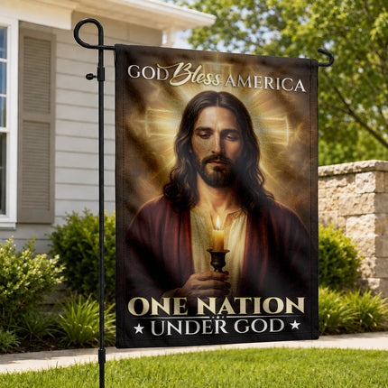 SP-01 Christian Patriotic Flag God Bless America One Nation Under God Memorial Day