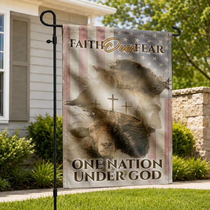 SP-01 Inspirational Christian Flag Faith Over Fear One Nation Under God Memorial Services