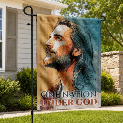 SP-01 Christian Art Flag One Nation Under God Prayer and Devotion