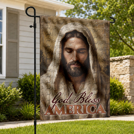 SP-01 Jesus American Flag God Bless America Christian Garden Flag Fourth of July