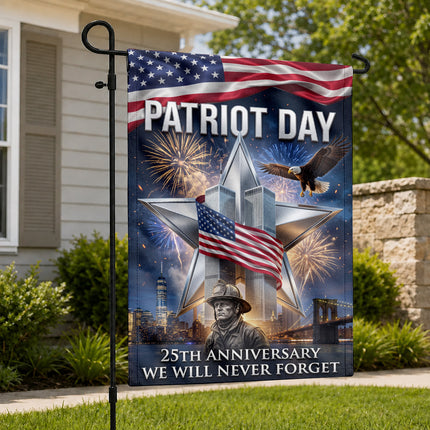 Firefighter Star Twin Towers Patriot Day 25th Anniversary Flag