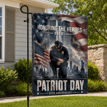 Patriot Day 25th Anniversary Kneeling Police Ground Zero Tribute Flag