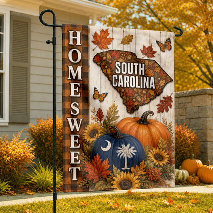 South Carolina Home Sweet Autumn Pumpkin Harvest Flag