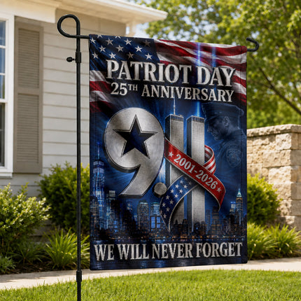 Patriot Day 25th Anniversary 2001 2026 Police Star Twin Towers Flag