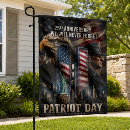 25th Anniversary Patriot Day Liberty Police Eagle Twin Towers Tribute Flag