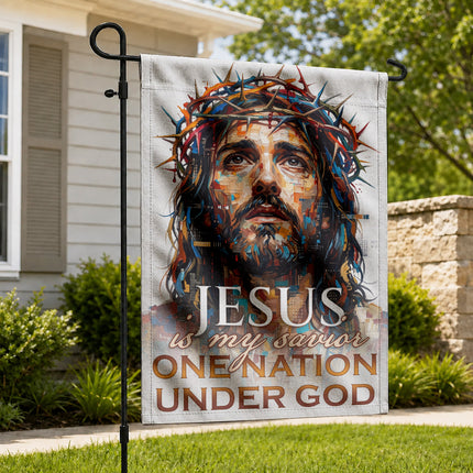 SP-01 One Nation Under God Jesus Is My Savior Christian Garden Flag Family Gatherings