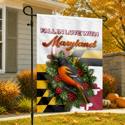 Maryland Fall Flag Fall in Love Oriole State Garden Decor