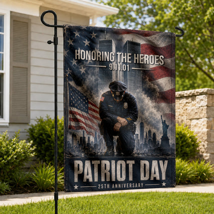 Patriot Day 25th Anniversary Kneeling Police Ground Zero Tribute Flag