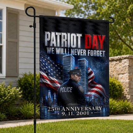25th Anniversary Patriot Day Night Watch Police Twin Towers Memorial Flag