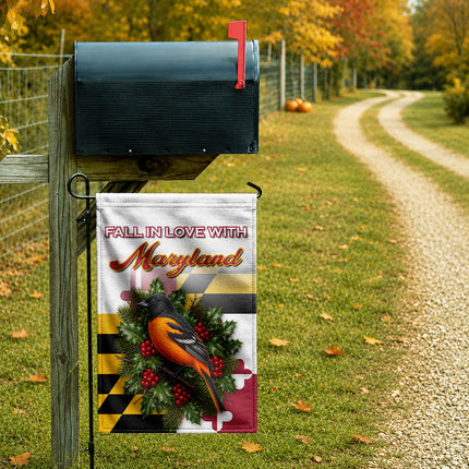 Maryland Fall Flag Fall in Love Oriole State Garden Decor