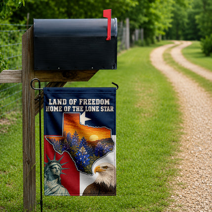Texas Flag Land of Freedom Bluebonnet Eagle Liberty Flag