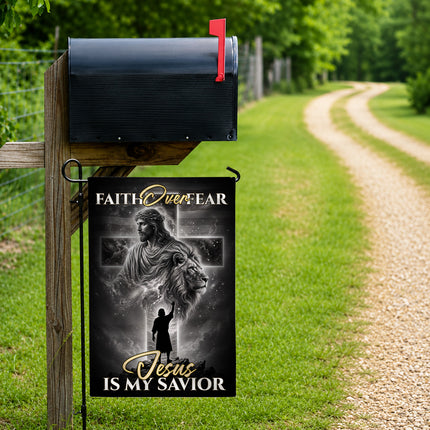 SP-01 Religious Yard Decor Flag Faith Over Fear Jesus Is My Savior Memorial Day