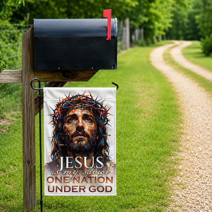 SP-01 One Nation Under God Jesus Is My Savior Christian Garden Flag Family Gatherings