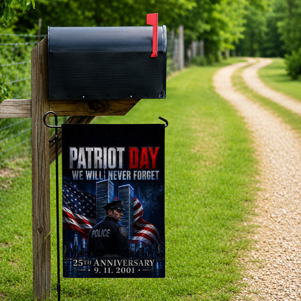 25th Anniversary Patriot Day Night Watch Police Twin Towers Memorial Flag