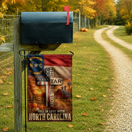 North Carolina Fall in Love Tar Heel Farmhouse Autumn Flag