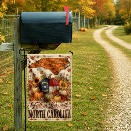 North Carolina Fall in Love Pumpkin Harvest Autumn Flag