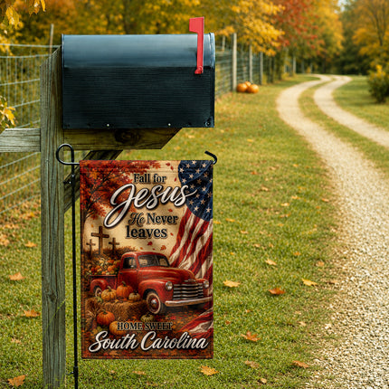 South Carolina Fall for Jesus Vintage Truck Autumn Flag