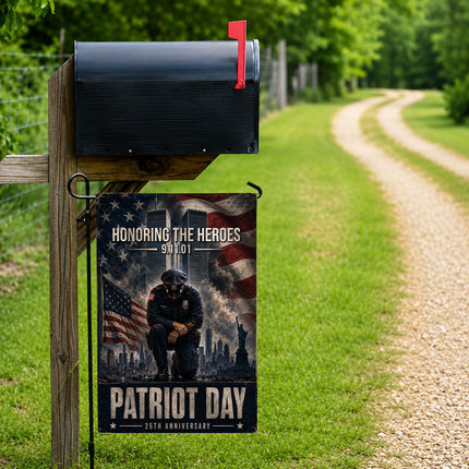Patriot Day 25th Anniversary Kneeling Police Ground Zero Tribute Flag
