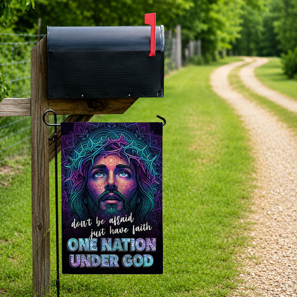SP-01 God and Country One Nation Under God Jesus Garden Flag Faith-Based Events