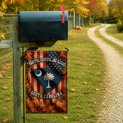 South Carolina Thankful Grateful Blessed Autumn Harvest Flag