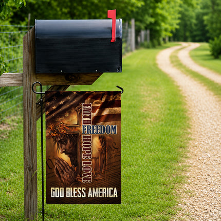 SP-01 Faith Freedom Hope Love God Bless America Jesus Garden Flag Memorial Day